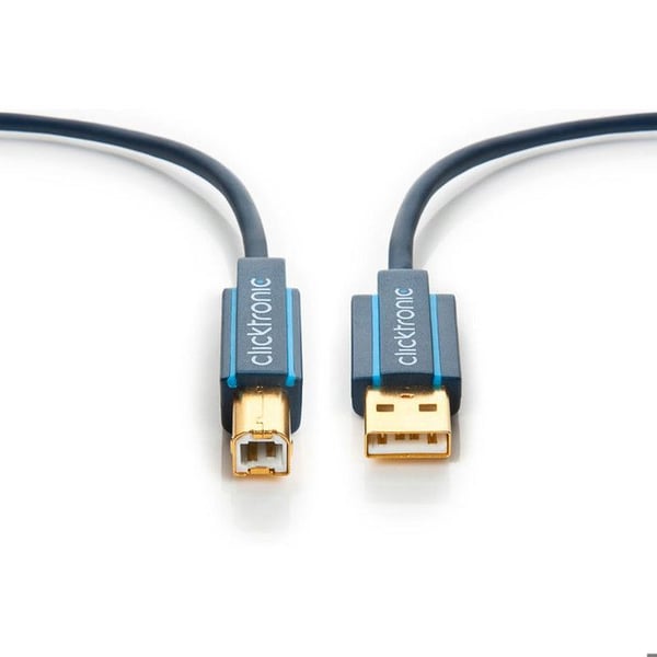 USB 2.0 kabel - CLICKTRONIC - 70096 - 1,8m - USB A/B - 480 Mbit/s - Blå