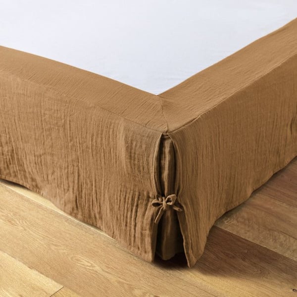 "Gaïa" sängkjol i alla storlekar "Cotton Gauze" - Gaïa Camel - 160 x 200 cm