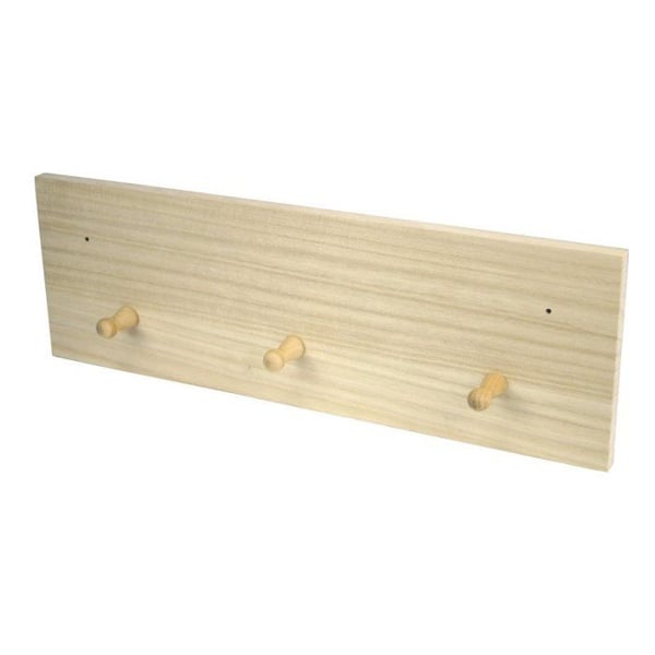 MégaCréa DIY - Klädhängare i trä 3 krokar 40 x 13 x 4,5 cm