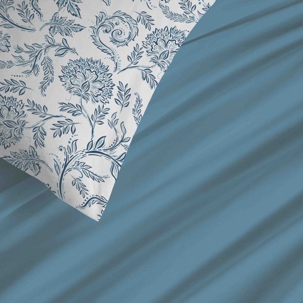 Komplett set med vändbar påslakan "Vanessa" 6 delar för säng 180 x 200 "King Size" Salma Blå - -