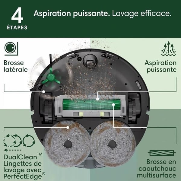 iRobot Roomba Plus 505 Svart - Multifunktionell Bas - Tvätt och torkning med varm luft av dukar - PrecisionVision AI