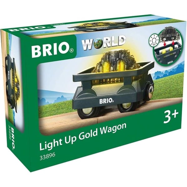 BRIO - 33896 - LIGHT-UP WAGON LASTAD MED GULD - Leksakståg för barn