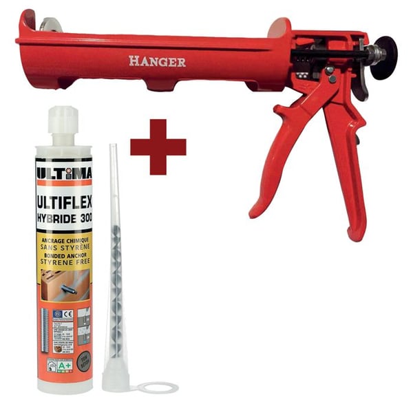 Pistol för kemisk försegling + 12 hybrida hartser 410 ml