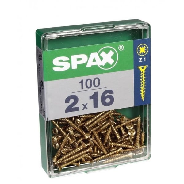 Skruv - SPAX - Försänkt huvud - Stål - Diam. 2mm - Längd. 16 mm - Paket med 100 st