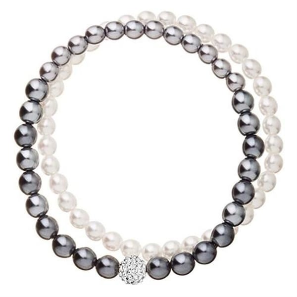 Armband - EVOLUTION GROUP - Set med 2 armband - Syntetiska pärlor - Silver - 18 cm