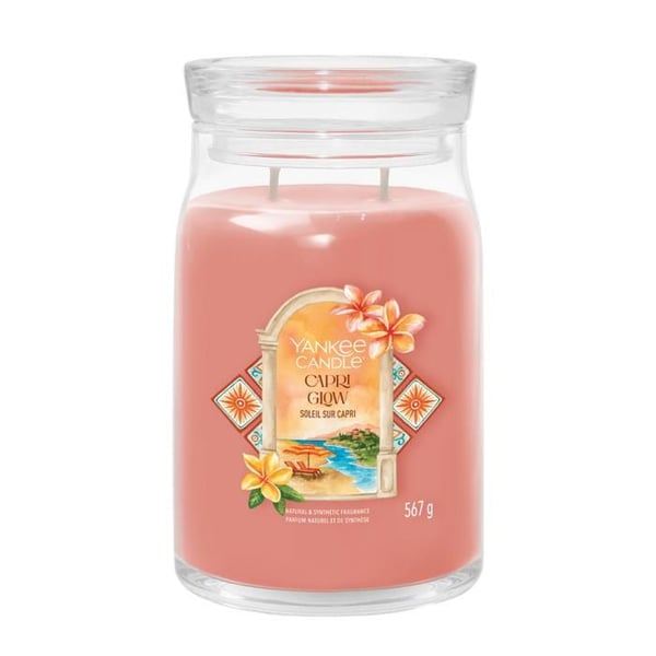 Duftlys - YANKEE CANDLE - Capri Glow - 567 g - Soja- og paraffinvoks - Duft af frangipani og citrus