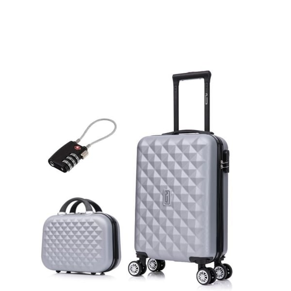 Kabinväska 45x36x20cm EasyJet med necessär | Väskan CELIMS Urban | Kabinväska EasyJet | Avtagbara hjul | Lås | Grå
