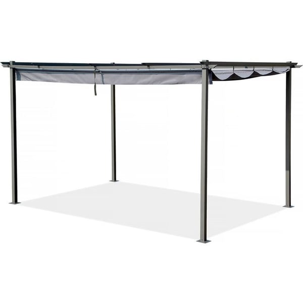 Metallpergola med infällbart tak - 3 x 4 m - Grafitgrå