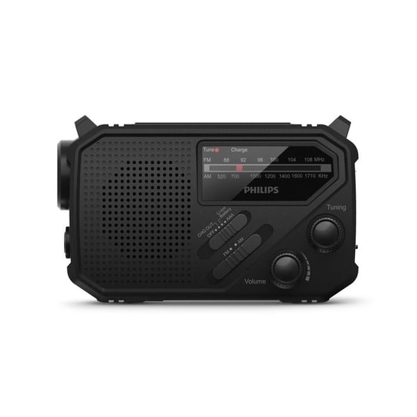 Philips bärbar radio TAR1609 med ficklampa svart