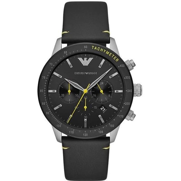 Herrur EMPORIO ARMANI - Svart läder - Kvarts - Mineralglass - Analogisk