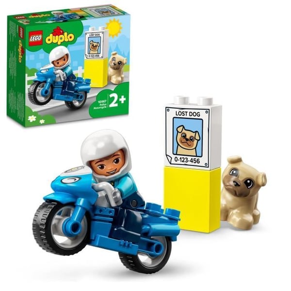 LEGO® 10967 DUPLO Polismotorcykeln, leksak för barn från 2 år och uppåt, utvecklar finmotorik