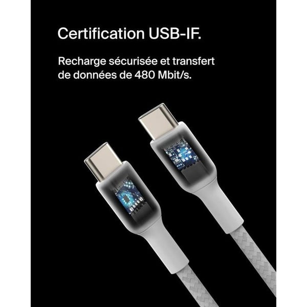 Fletkabel - BELKIN - USB-C til USB-C - 0,15 m