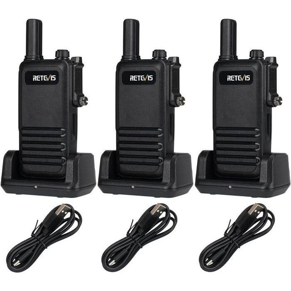 Retevis RB647 bärbar walkie talkie, IP67, PMR446, 16 kanaler, VOX uppladdningsbar walkie talkie för utomhusbruk, camping (3 delar)
