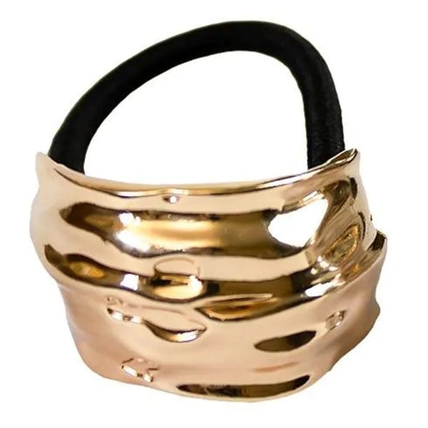 Hårsnodd - AVIZAR - Plisserad Manschett - Guld Svart - Modern Elegans - Komfort