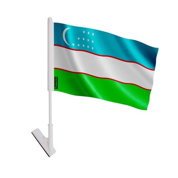 Klistret flagga Uzbekistan – 14 x 21 cm – Mjuk polyester – Lätt att klistra – 5 stycken – Pixelforma