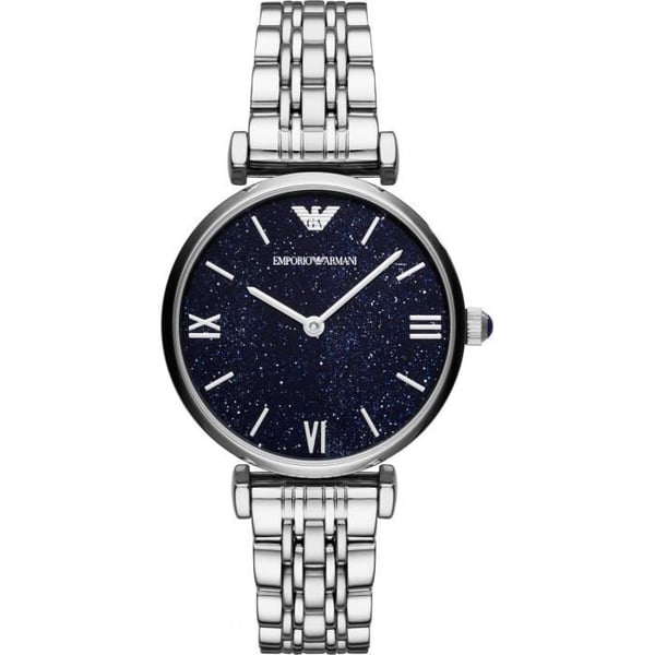 Damklocka - Emporio Armani - Analog - Armband i rostfritt stål - Silver - Grå - Kvarts