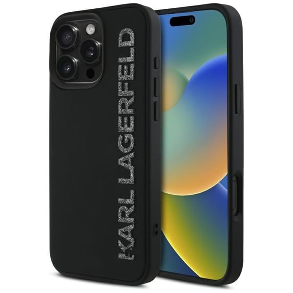 Telefoncover - KARL LAGERFELD - iPhone 16 Pro - 3D-design - Glitrende logo - Blødt gummi