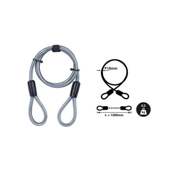 Yale spiralkabellås, 2 öglor för cykel, MTB, 120 cm x 12 mm
