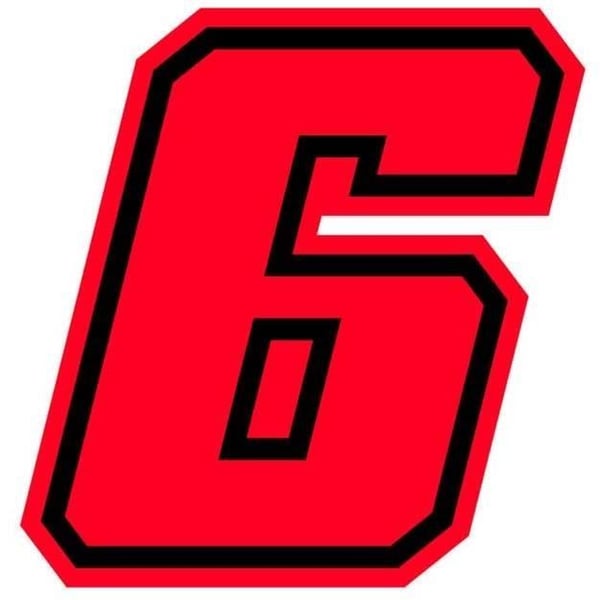 Klistermärke - GP - Nummer 6 - Neonröd - Höjd 10 cm - Hållbar klistermärke