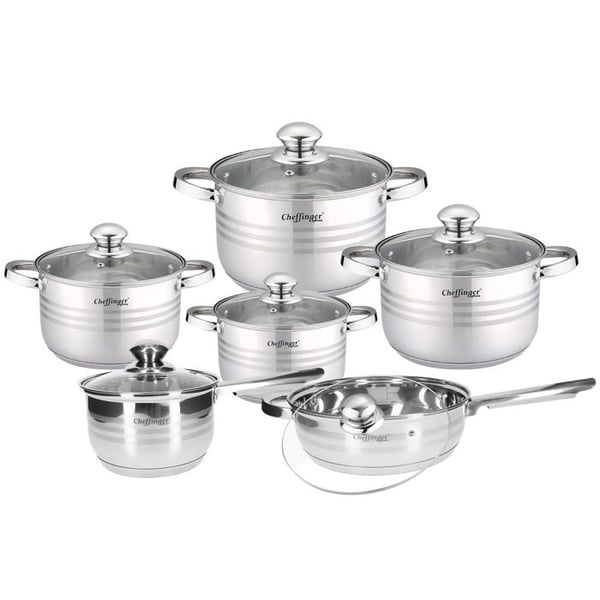 Köksset - CHEFFINGER - 12 Delar - Induktionskompatibel - Non-stick Beläggning - Silver