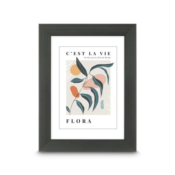 Fotrahmen i plast "Flora", grå kontrast, 15 x 20 cm