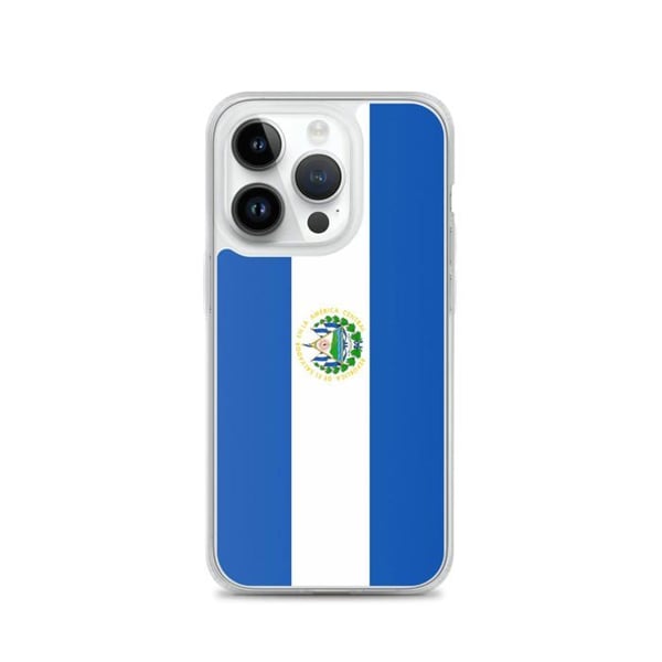 Mobilskal – Salvadorflagga – Kompatibel med iPhone 14 Pro – Mjuk Fodral – Slitstark och Stötsäker – Silikon – Pixelforma