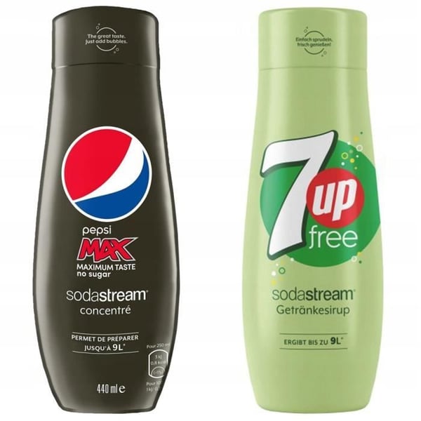 Sirop för sodastream - Pepsi Max och 7UP Zero - 2x440ml - Utan socker - Upp till 18L dryck