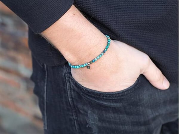 Pärla armband - AGATO - POL-B18/20G - Turquoise Hubei - Massiv silver - 19,5-20 cm