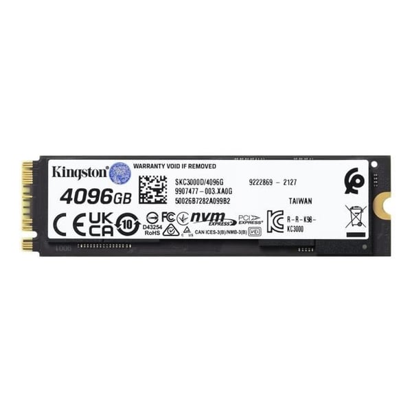 KINGSTON - Intern SSD - KC3000 - 4096GB - M.2 NVMe (SKC3000D/4096G)