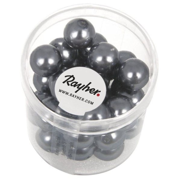 Renässans glaspärlor, 10mm ø, anthracite, låda 35 st