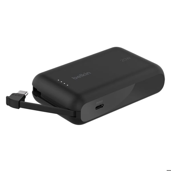 Power Bank - BELKIN - 10k PD20w - Indbygget USB-C kabel - 10000 mAh - Sort