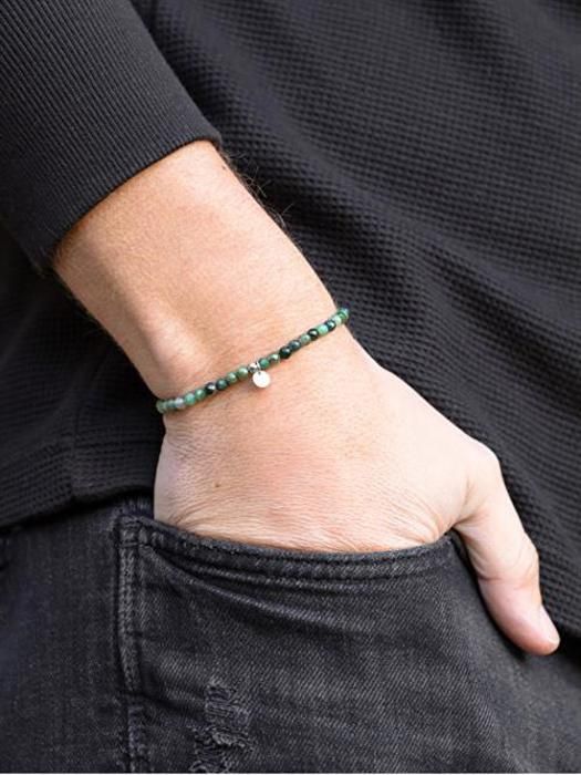 Armband - AGATO - POL-B21/20G - Mousseagat - Massivt silver - 19,5-20 cm