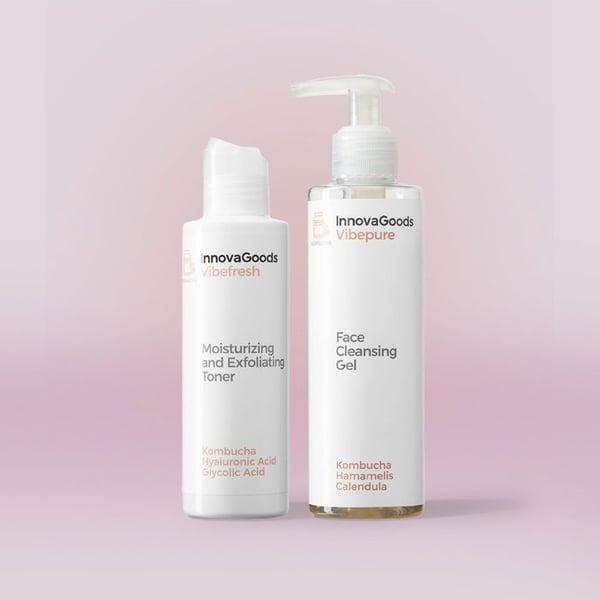 Set med kosmetik - INNOVAGOODS - Pack Duo för ansiktsrengöring - Vegansk - Rengöringsgel 200 ml - Toner 150 ml