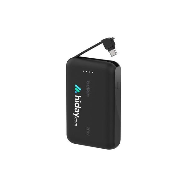 Power Bank - BELKIN - 10k PD20w - Indbygget USB-C kabel - 10000 mAh - Sort