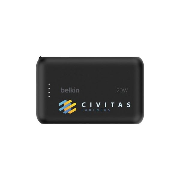Power Bank - BELKIN - 10k PD20w - Indbygget USB-C kabel - 10000 mAh - Sort