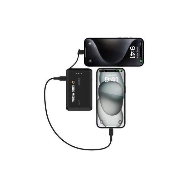 Power Bank - BELKIN - 10k PD20w - Indbygget USB-C kabel - 10000 mAh - Sort