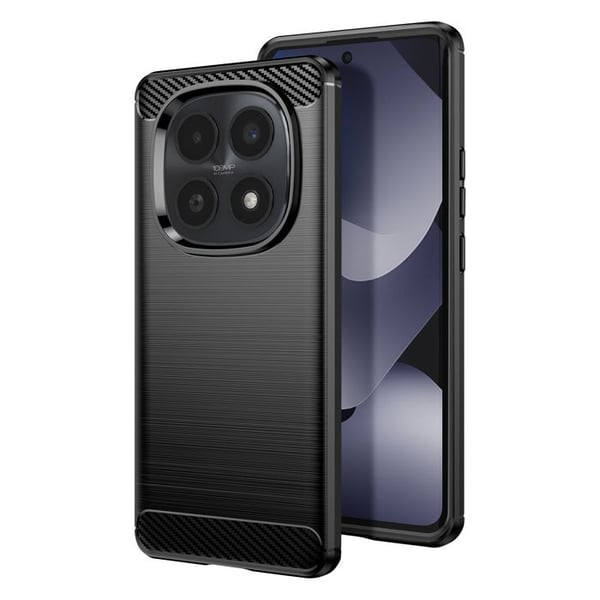 Siliconfodral för Redmi Note 15 5G / 4G med kolfiber-effekt, borstad textur, svart