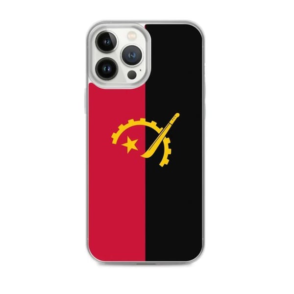Telefonfodral – Angolas flagga – Kompatibel med iPhone 13 Pro Max – Mjuk fodral – Hållbar och stöttålig – Silikon – Pixelforma
