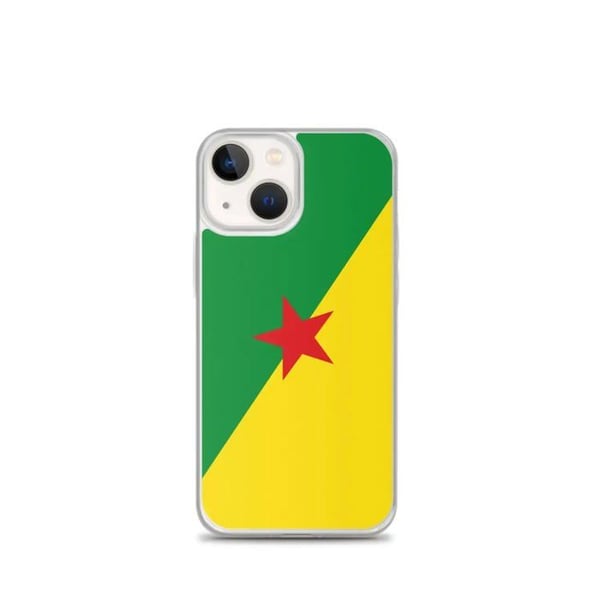 Mobilskal – Guyane Flagga – Kompatibel med iPhone 13 mini – Mjuk Fodral – Slitstark och Stötresistent - Silikon - Pixelforma