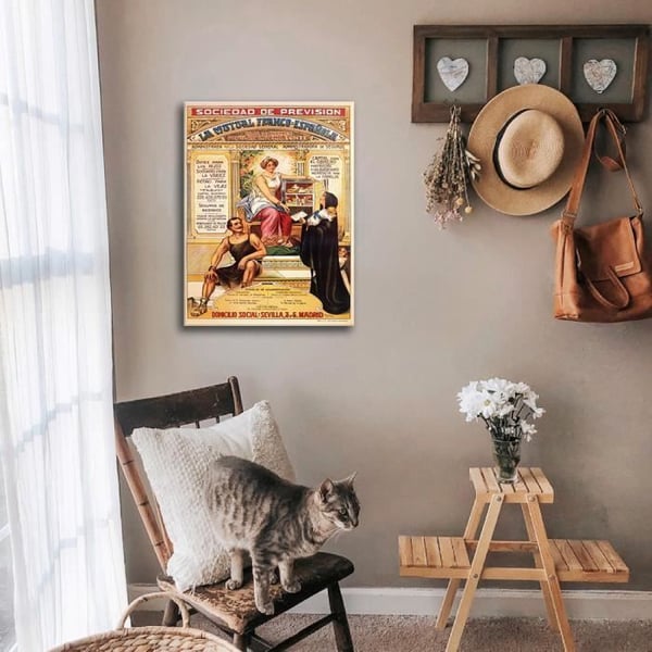 Legendarte - Vintage reklamaffisch Los Seguros Privados Obreros - Målning, tryck på duk cm. 50x70
