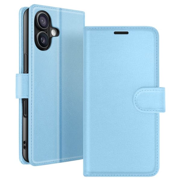 Plånboksfodral - ZANAÉ - iPhone 16 Plus - Horisontellt Stöd - Magnetstängning - Ljusblå