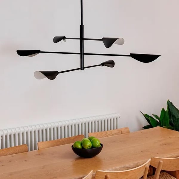 Taklampa hängande - FARO - LIGGERA - 6 armar - Matt svart - Stål