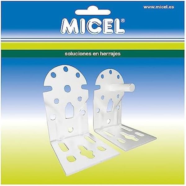 Vinklade stöd för markis - MICEL - 92555 - Vitlackerat stål - Set om 2 - 65 x 86 x 108 mm