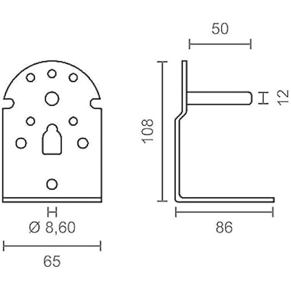 Vinklade stöd för markis - MICEL - 92555 - Vitlackerat stål - Set om 2 - 65 x 86 x 108 mm
