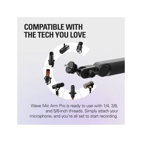 Mikrofonarm - ELGATO - Wave Mic Arm Pro - Lav profil - 360° rotation - Belastning 3 kg