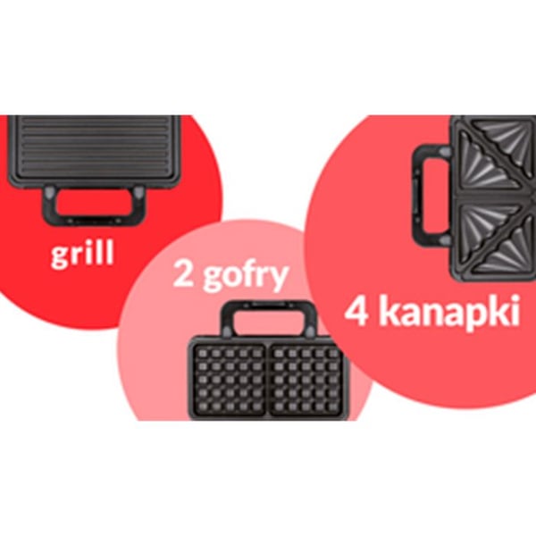 3-in-1 voileipägrilli, vaihdettavat levyt, vohvelirauta, Grilli MPM MOP-43M 1000W