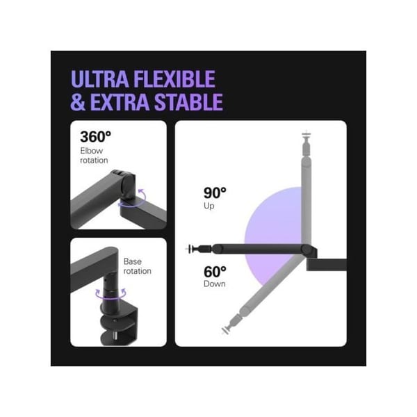Mikrofonarm - ELGATO - Wave Mic Arm Pro - Lav profil - 360° rotation - Belastning 3 kg