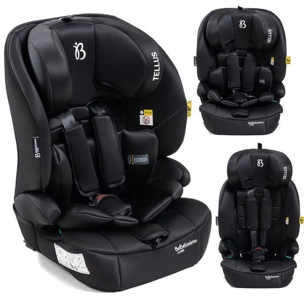 BEBELISSIMO - Isofix bilbarnstol - 76 -150cm - Tellus - från 9 till 36 kg, 15 månader till 12 år - svart