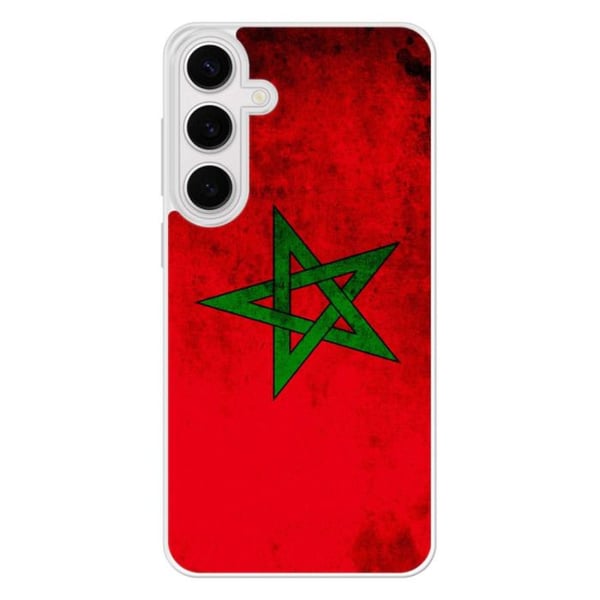 Skal i förstärkt silikon, tryckt, kompatibel med Samsung Galaxy S24 FE, Marockos flagga