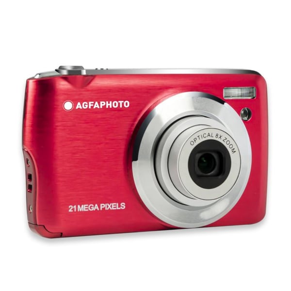 AGFAPHOTO Realishot DC8200 - Kompakt Digitalkamera 18MP, Full HD Video, LCD 2.7'', 8X Zoom, 16GB SD-kort - Röd